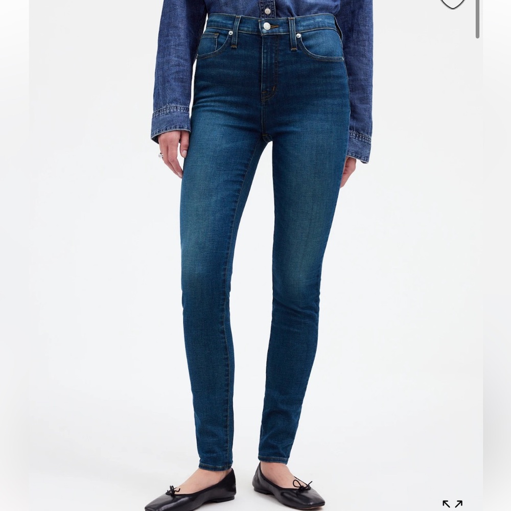 NWT Madewell 10” high rise skinny jeans dark blue sz 24 magic pockets 28” inseam